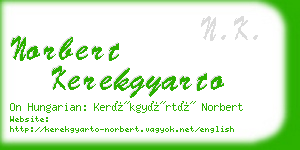 norbert kerekgyarto business card
